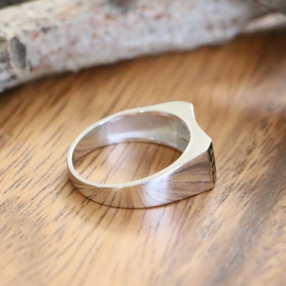 Sterling Silver Men's Ring With White Cubic Zircon - Picture 5 of 10